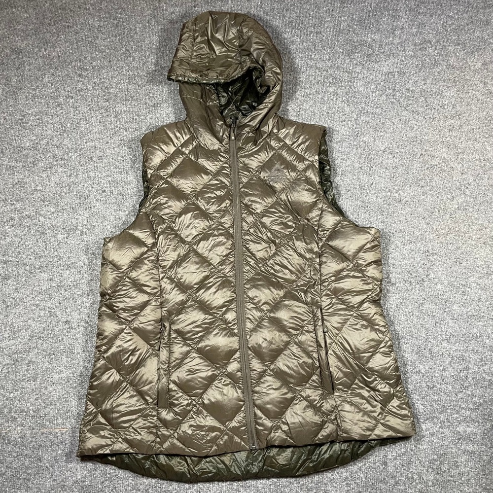 Gerry Down Puffer Vest Women XXL Cypress Green Reversible Hooded Hunting Fishing